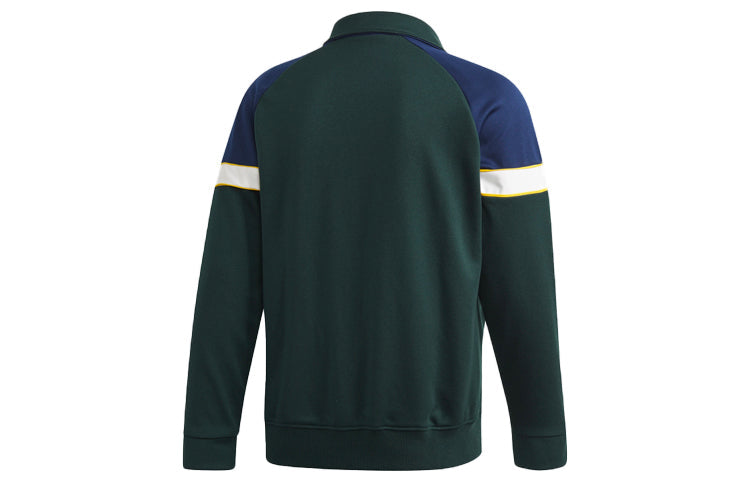 adidas originals Track Top Colorblock Retro Stand Collar Sports Jacket Green FM2195