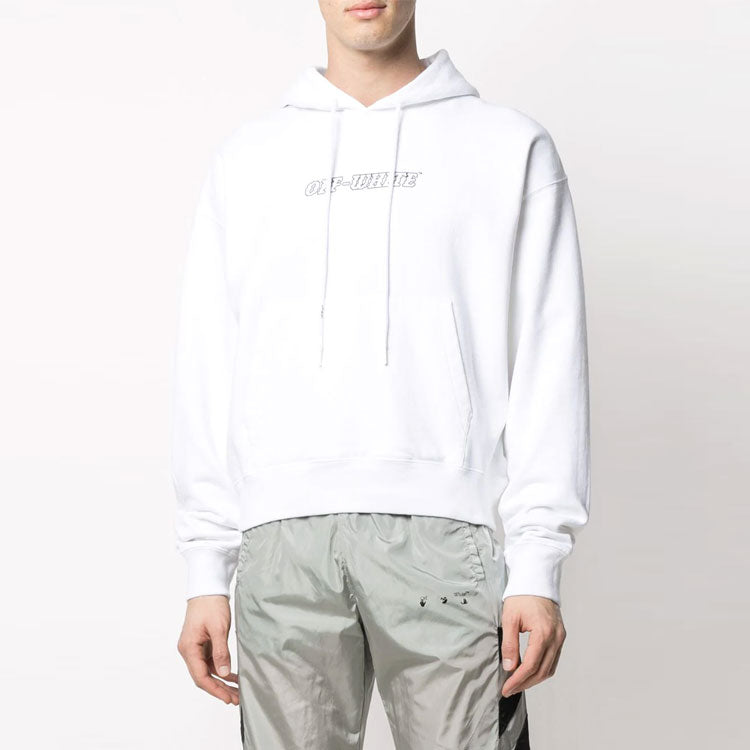 Off-White Men's SS21 Pascal Painting Logo Sweatshirt White OMBB037R21FLE0070131