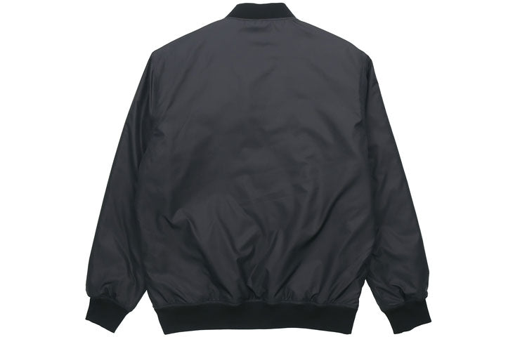 Men's Converse Aviator Baseball Uniform Woven Windproof Zipper Jacket Autumn Black 10018368-A03