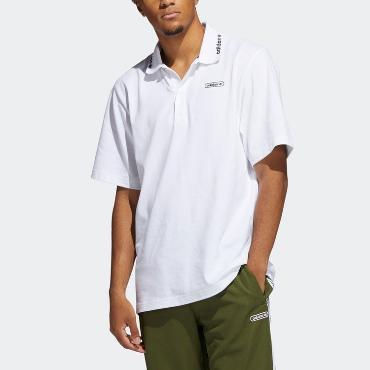 adidas originals Logo Athleisure Casual Sports Short Sleeve Polo Shirt White GN3835
