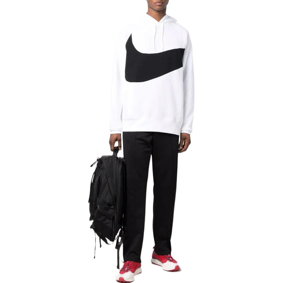Men's Nike Large Logo Printing Drawstring Hooded Pullover Long Sleeves White DD8222-100