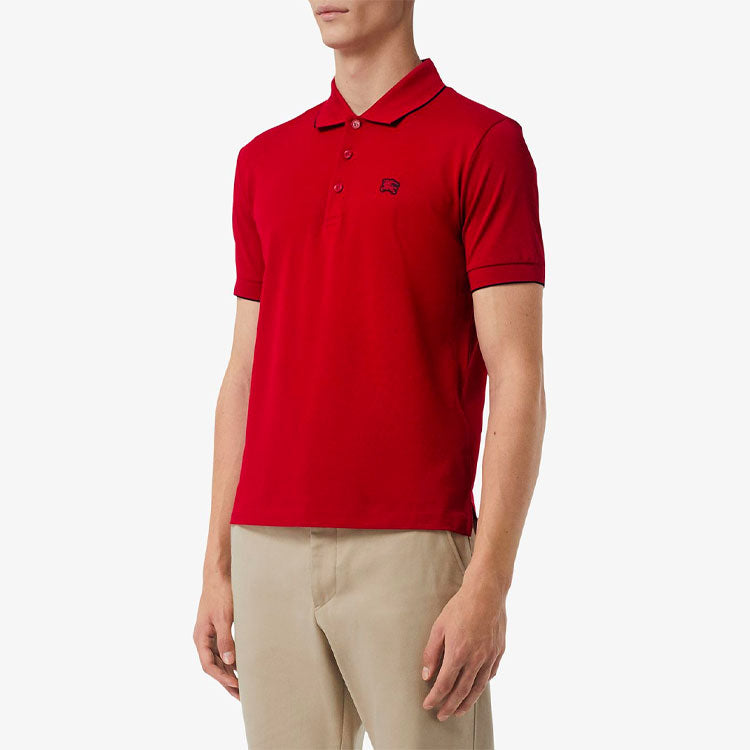 Men's Burberry Edging Mesh Short Sleeve Polo Shirt Red 80049711