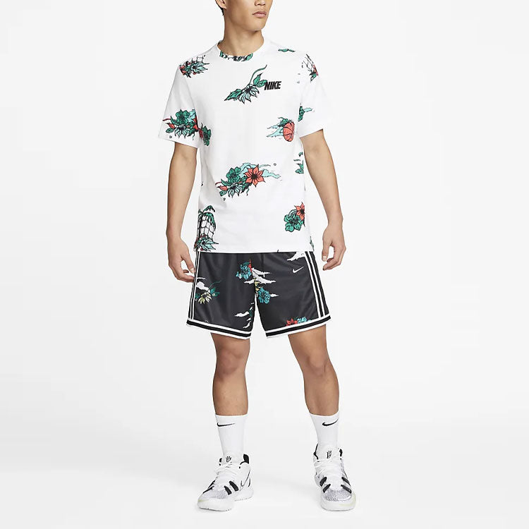 Men's Nike Waist Lacing Full Print Straight Stripe Casual Black Shorts DM8781-010