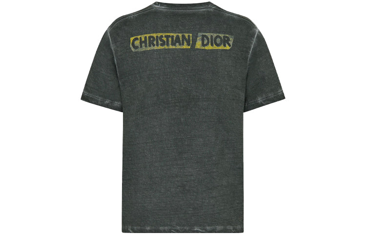 DIOR SS21 Pattern Printing Loose Short Sleeve Gray 143T12A4463-X8400