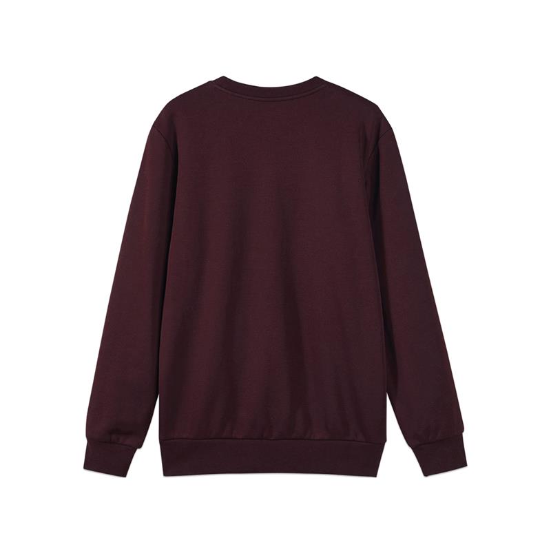 Skechers Solid Color Loose Crew Knitted Sweatshirt 'Burgundy Black' L422U115
