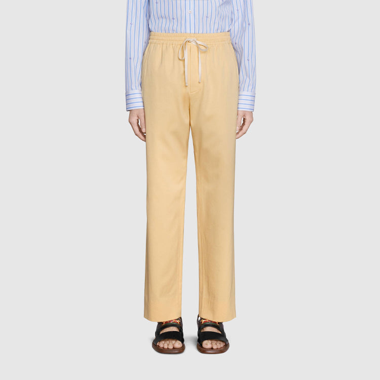 Men's Gucci Loose Straight Cotton Long Pants/Trousers Beige 654902-ZAGVB-9123
