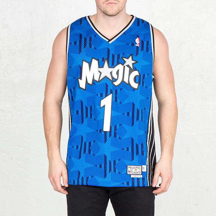 adidas Tmac SW Fan Edition Orlando Magic 1 Logo Embroidered Basketball Jersey/Vest Blue A46445
