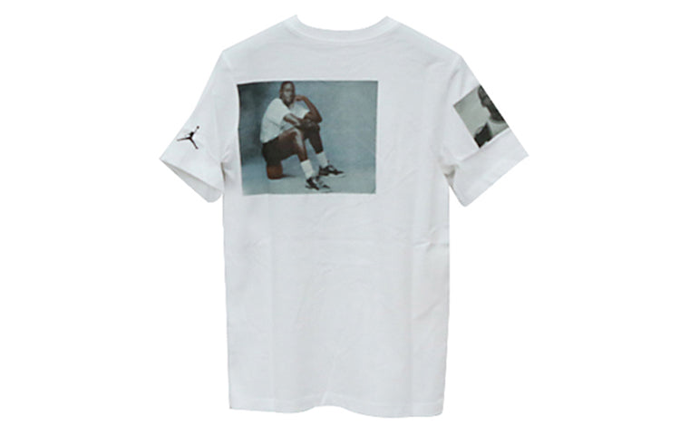 Air Jordan Round Neck Printing Pattern Casual Sports Basketball Short Sleeve White AO0646-100