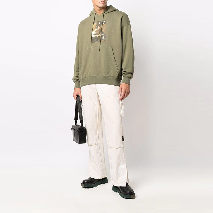 Men's Off-White FW21 Illustration Printing Loose Fit Green OMBB085F21FLE0135584