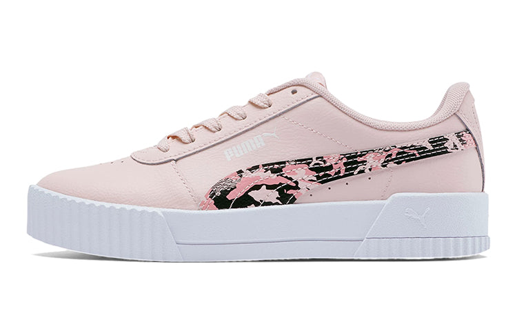 (GS) PUMA Carina Camo Casual Board Shoes Pink/White 373084-01