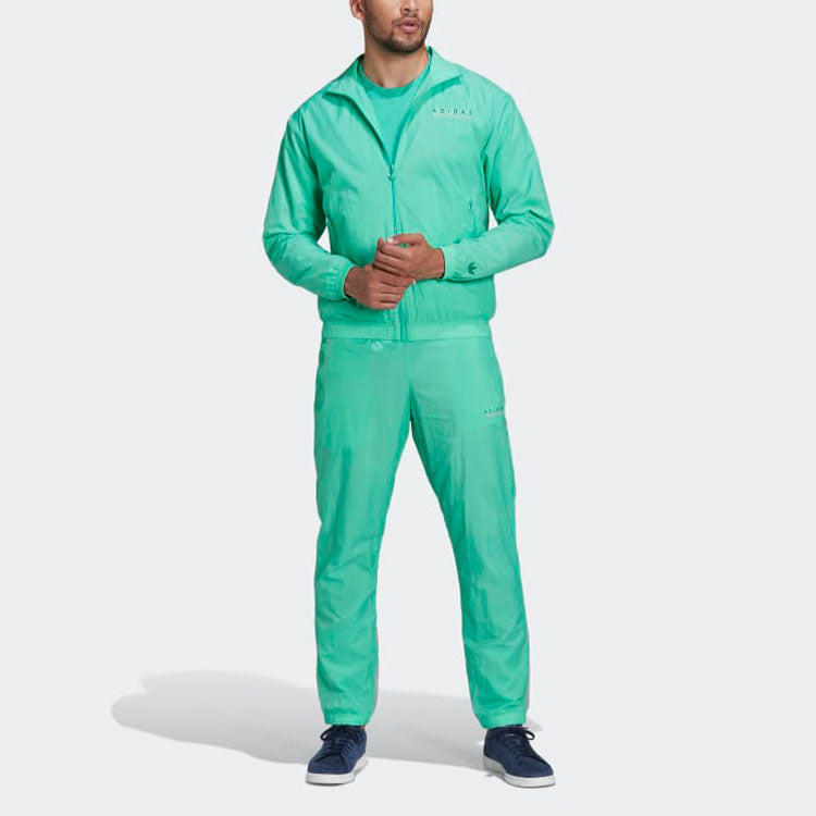Men's adidas originals Solid Color Logo Athleisure Casual Sports Pants Green HF4917