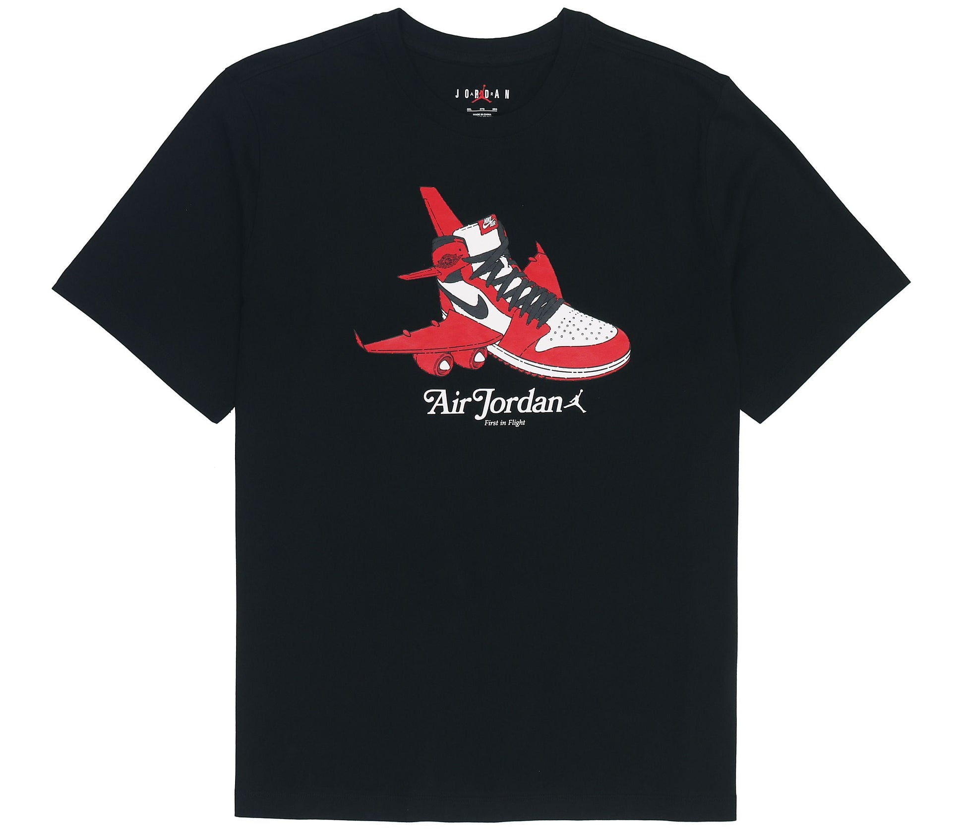 Men's Air Jordan Logo Pattern Printing Basketball Training Sports Short Sleeve Black T-Shirt DN1443-010