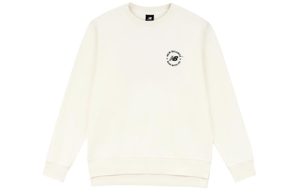 New Balance Logo Pullover Sweatshirt Asia Sizing 'White Black' AMT33343-CIC