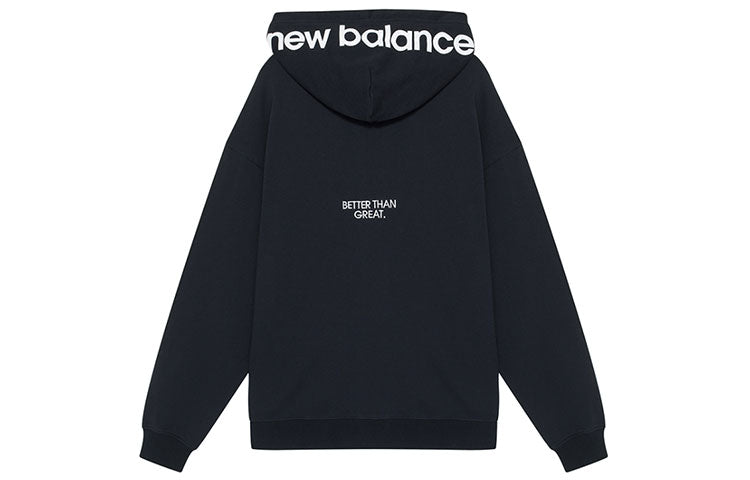New Balance Logo Embroidered Sports Hooded Zipper Black MDA3E013-BK
