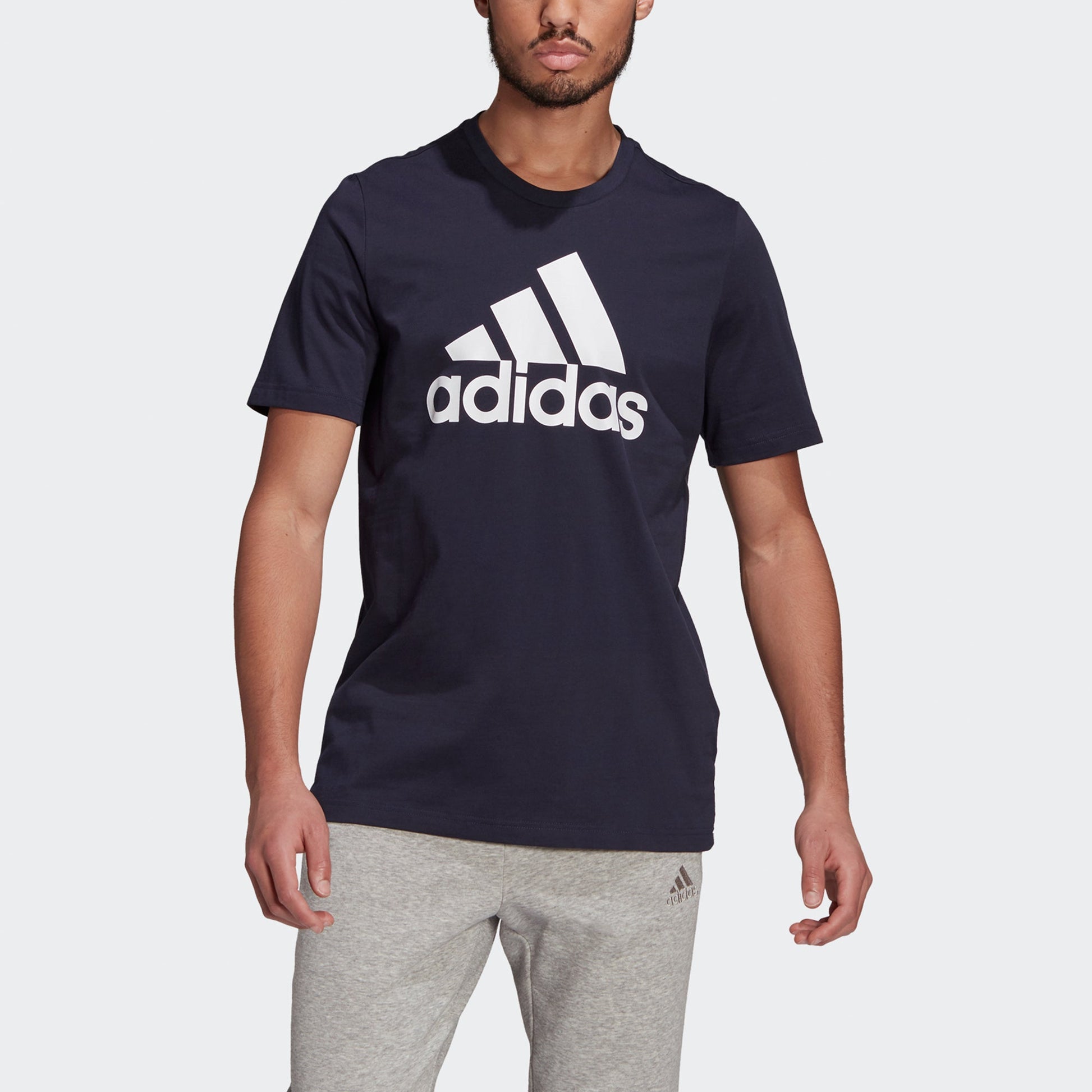 adidas M Bl Sj T Logo Printing Sports Round Neck Short Sleeve Blue GK9122