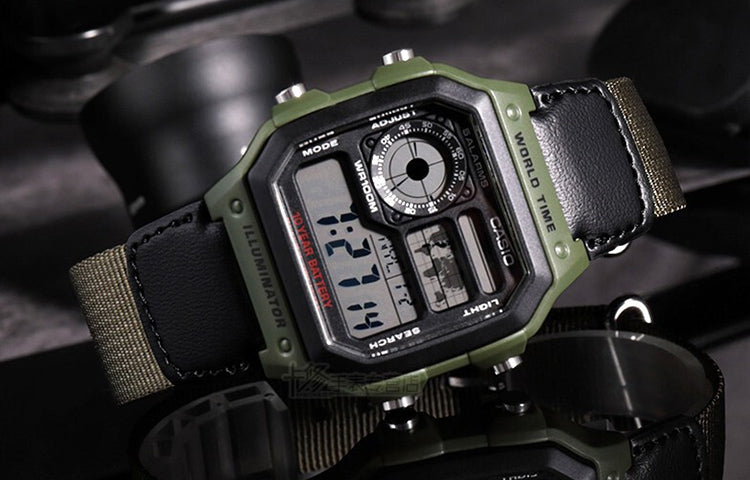 CASIO G Shock Square Sport Quartz Men Sports Mens Black Digital AE-1200WHB-3B