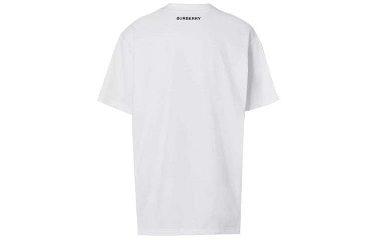 Burberry Slogan Printing Loose Short Sleeve White 80360411