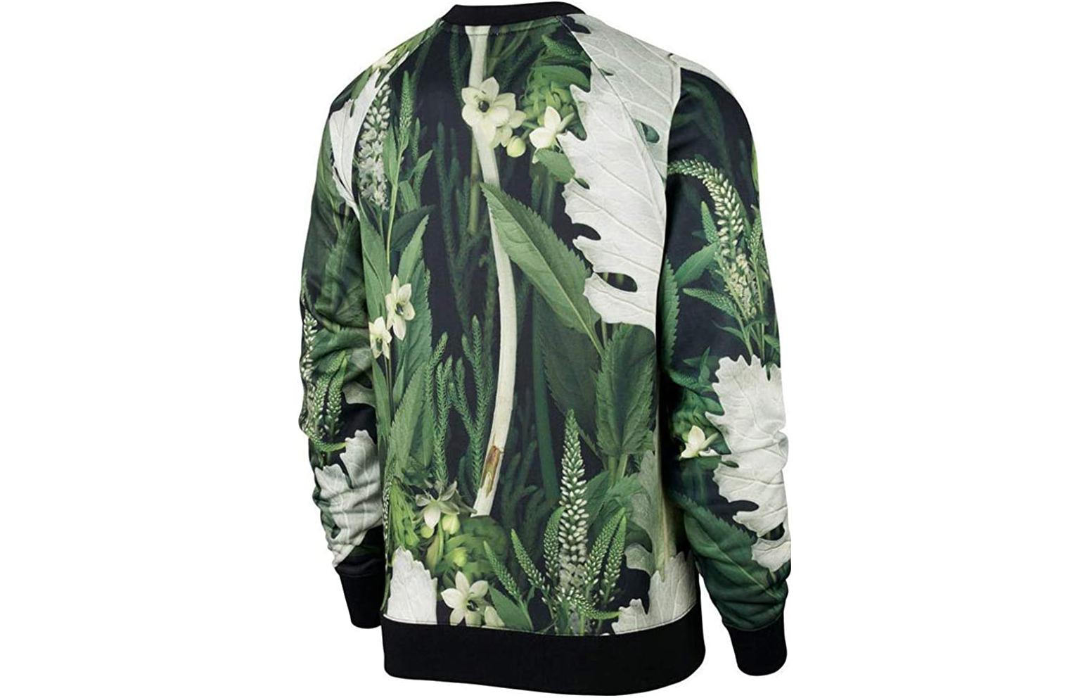 Men's Nike Flowers Alphabet Printing Round Neck Pullover Long Sleeves Green CK8177-083