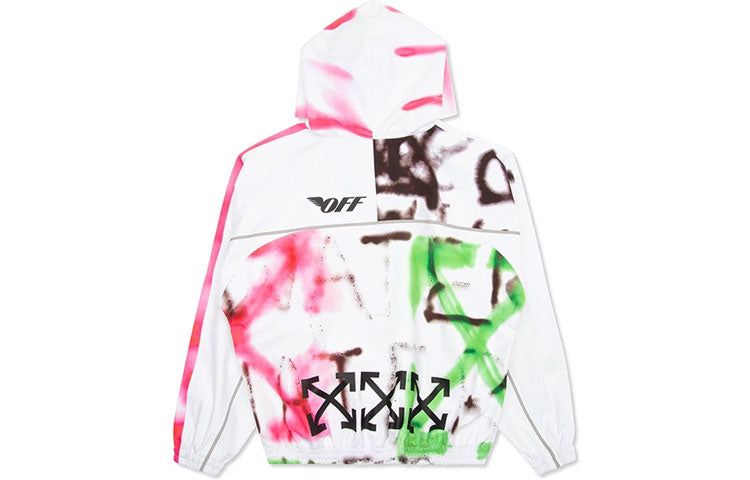 Off-White Goretex Graffiti Printing Hooded Jacket Men Multicolor OMBB053E19E350200188