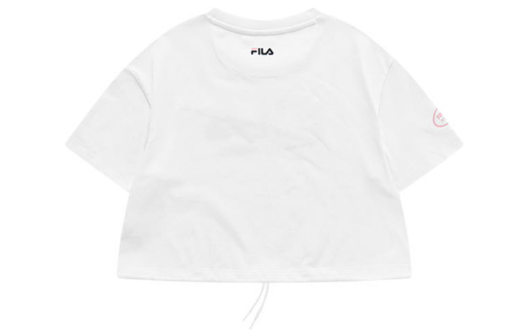 (WMNS) FILA FUSION Logo Alphabet Printing Loose Round Neck Short Sleeve White T-Shirt T11W123110F-WT