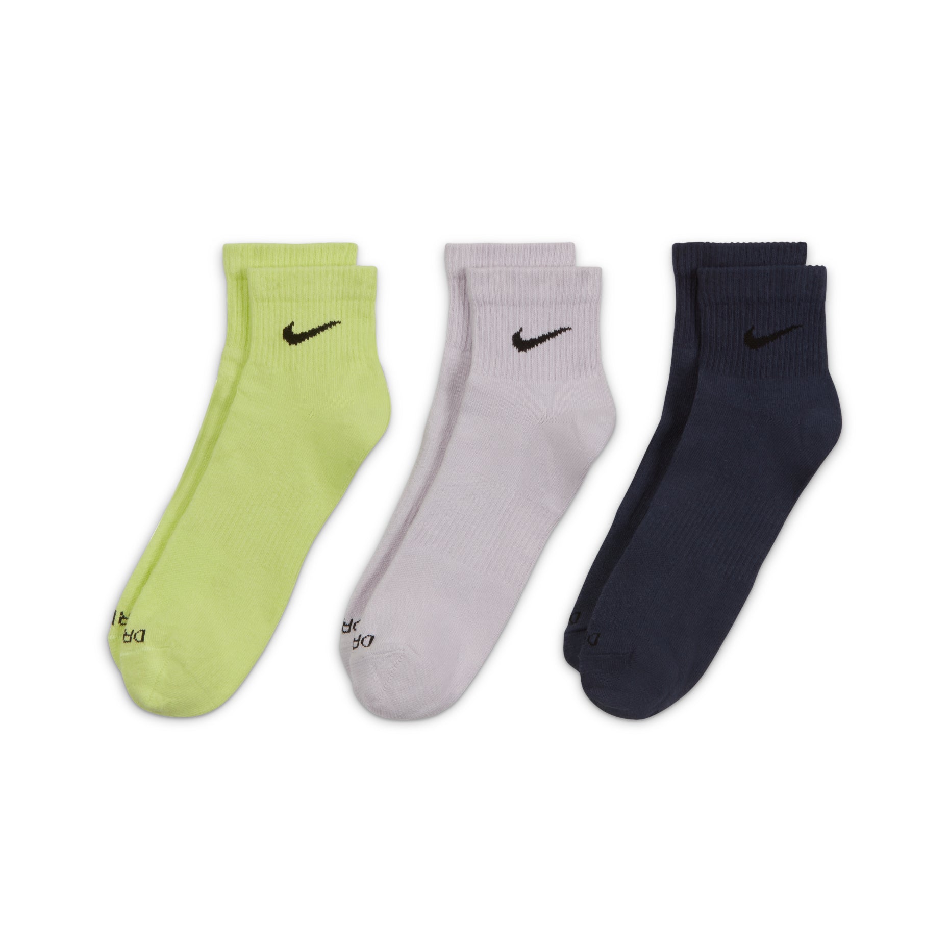 Nike Plus Lightweight Ankle Socks Unisex 3Pairs Yellow/Gray/Navy SX6893-913