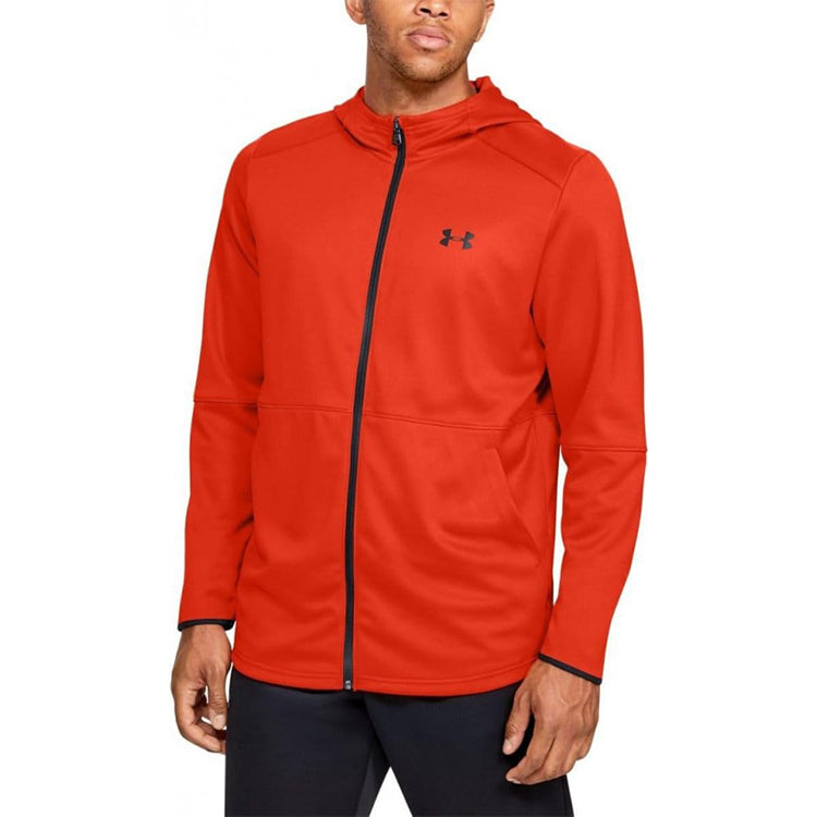 Men's Under Armour WarmUp Training Sports Zipper hooded Tops Red 1345259-856