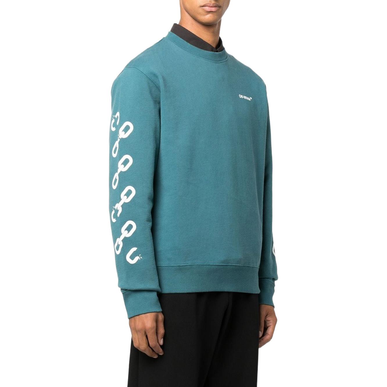 Off-White Chain Arrows Printing Round Neck Blue OMBA057F22FLE0075501
