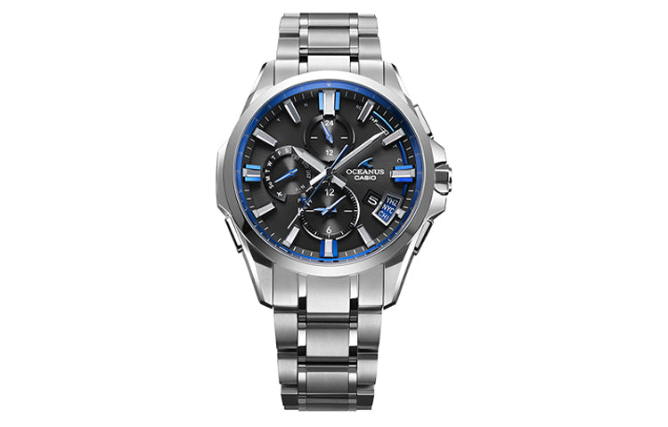 CASIO Solar Powered Blue DialSilver Strap Blue DialSilver Strap Mens BlueSilver Analog OCW-G2000-1A