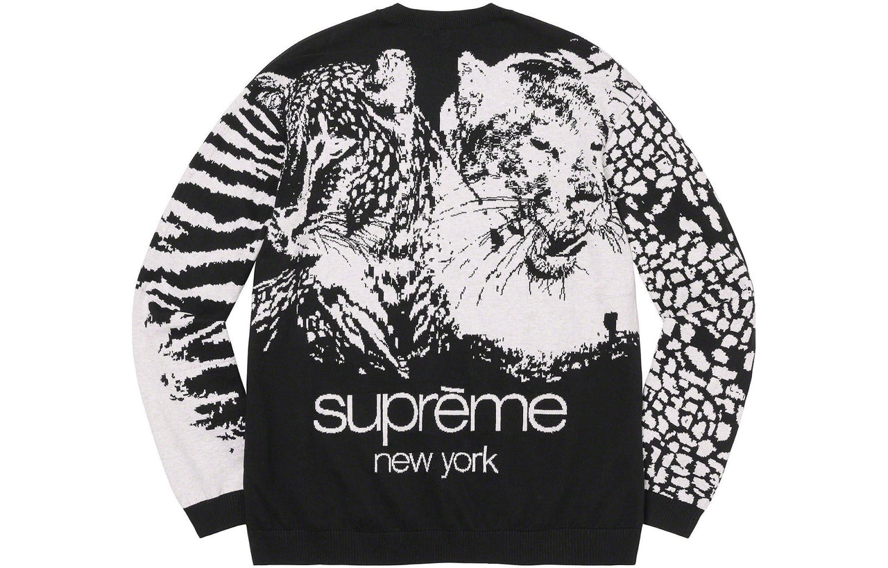 Supreme SS23 Week7 Big Cats Jacquard Sweater 'Black' SUP-SS23-149