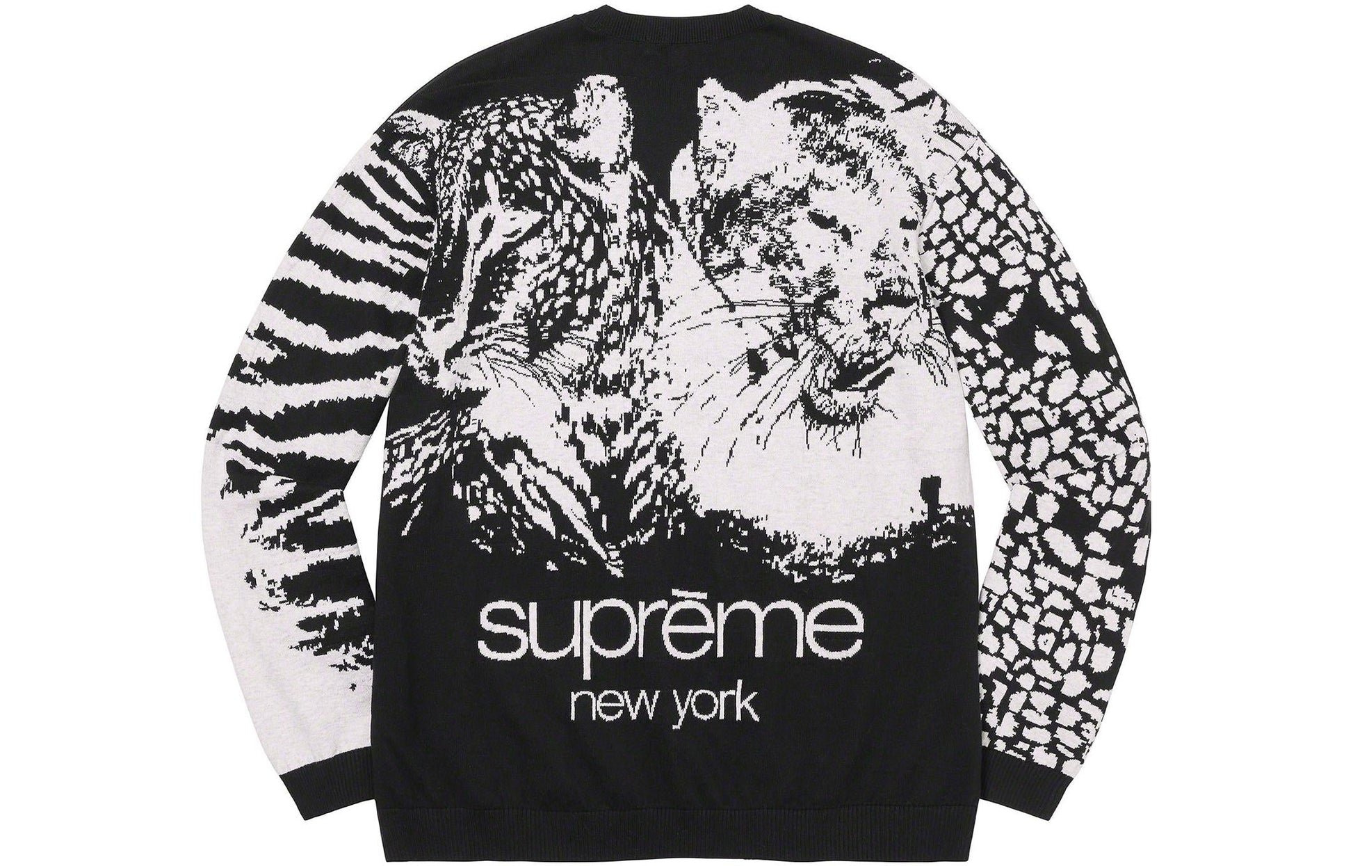 Supreme SS23 Week7 Big Cats Jacquard Sweater 'Black' SUP-SS23-149