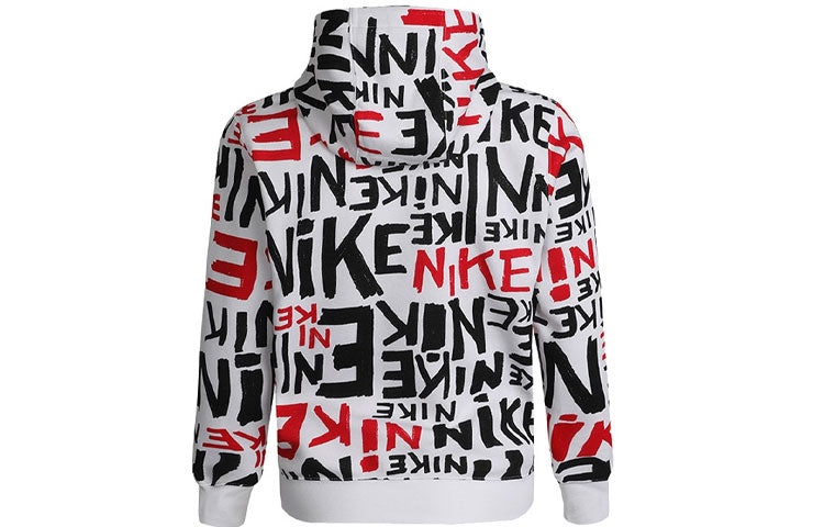 Nike Athleisure Casual Sports Graffiti LOGO Fleece Lined hooded Pullover Printing Colorblock DA0062-657
