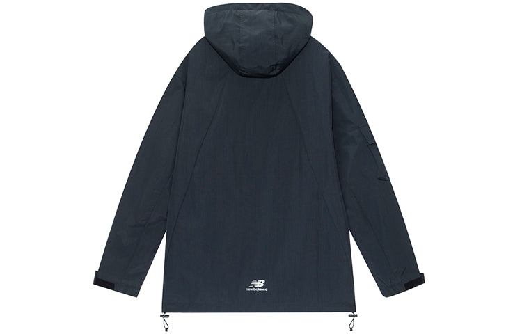 New Balance Men's New Balance Logo Printing Cargo Woven Hooded Jacket Black AMJ13392-BK