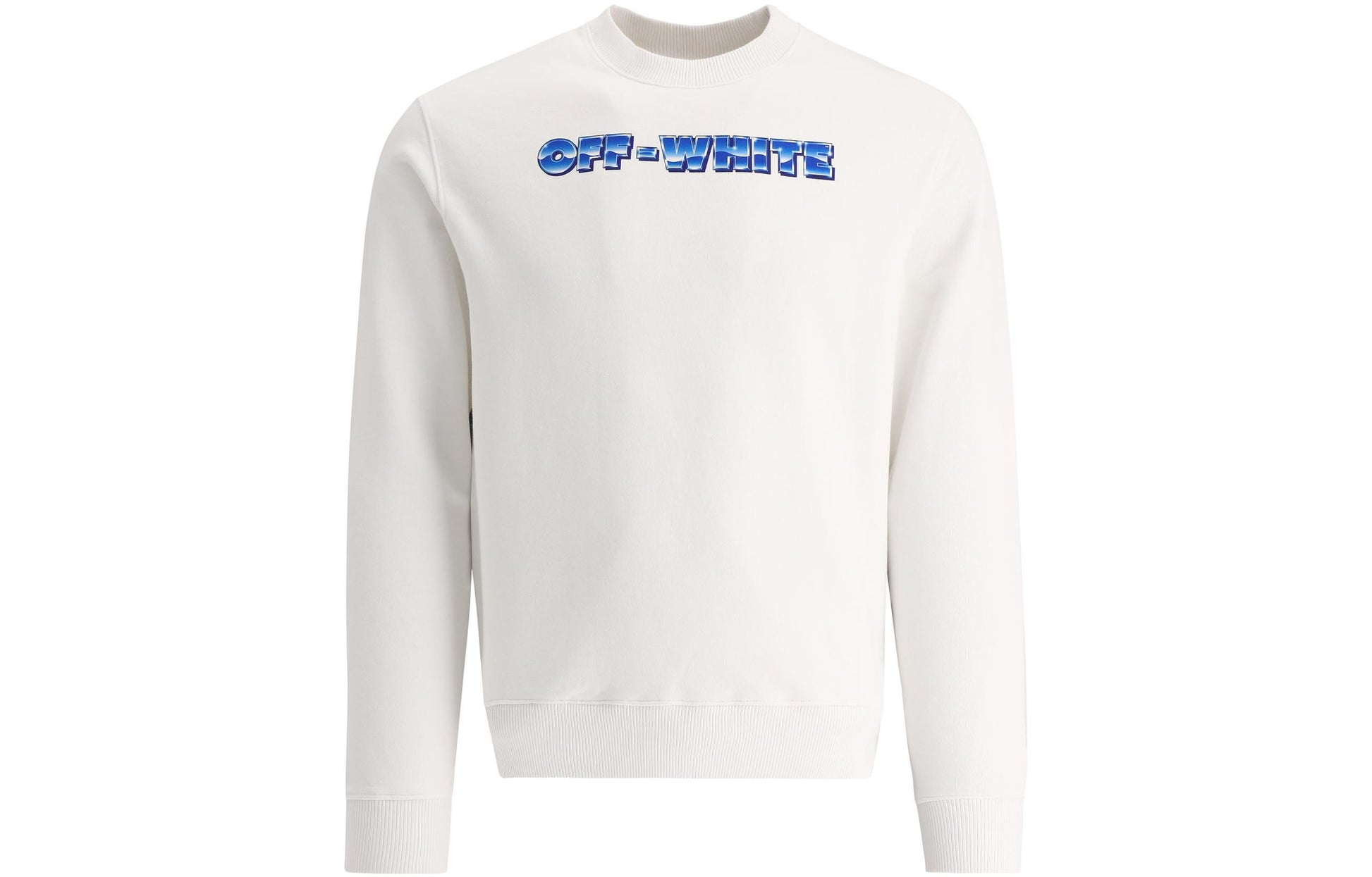 Men's Off-White SS22 Logo Printing Round Neck Pullover Hoodless Loose Fit White OMBA057S22FLE0040139