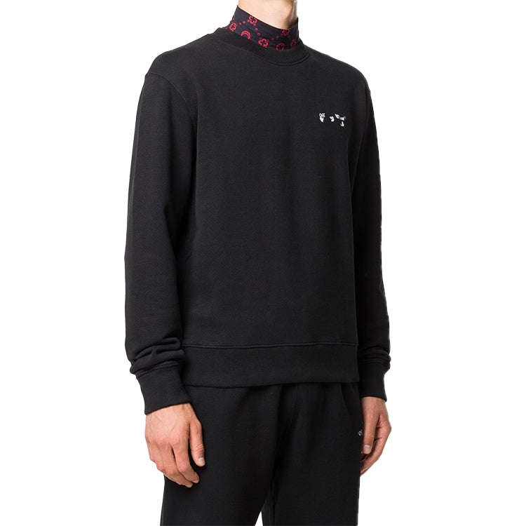 Off-White Mens Logo Round Neck Slim-fit Sweater OMBA025E20FLE0011001