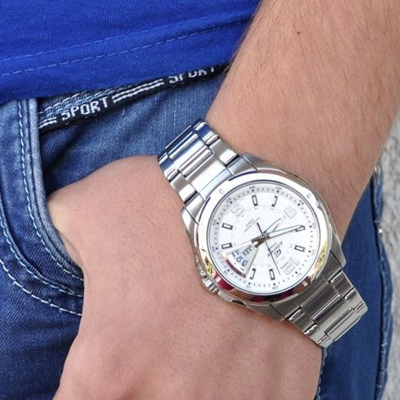 CASIO Waterproof EDIFICE Mens SilverWhite Analog EF-129D-7A
