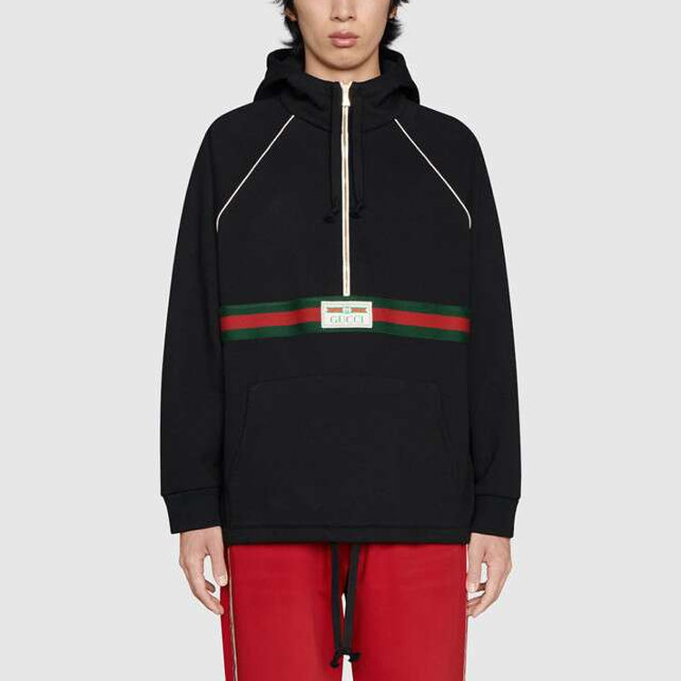 Gucci Cotton Jersey Sweatshirt With Web 'Black' 645320-XJDAK-1060
