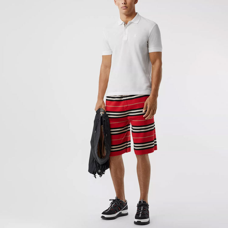 Burberry Pattern Net Cotton Polo Male White 80140051