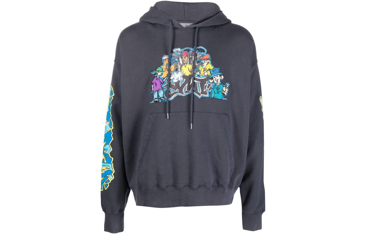 Off-White Graffiti-Print Cotton Hoodie OMBB085F22FLE0144684