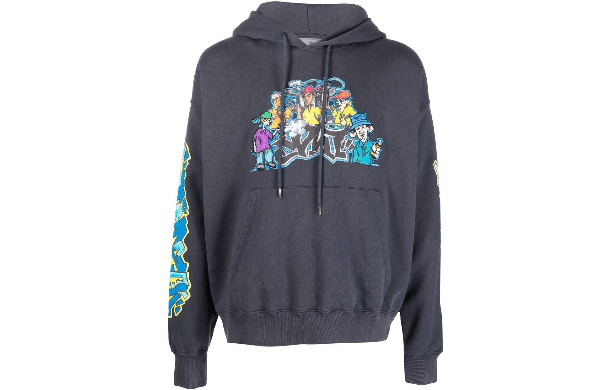 Off-White Graffiti-Print Cotton Hoodie OMBB085F22FLE0144684