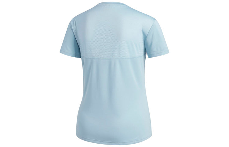 (WMNS) adidas Own The Run Tee Reflective Printing Sports Short Sleeve Blue DQ2636