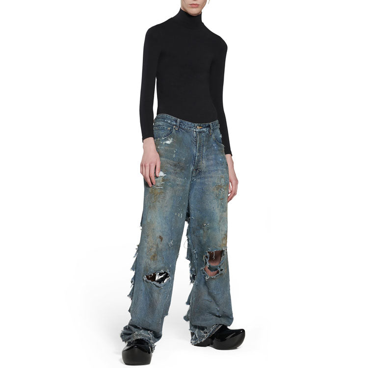 Balenciaga Super Destroyed Baggy Pants 'Light Blue' 745248TNW014012