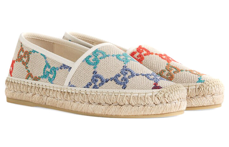 (WMNS) Gucci Blue GG Linen Espadrilles 'Beige Multicolor' 678036-UFT70-8470