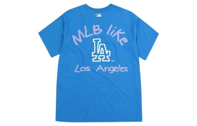 MLB Popcorn Series Los Angeles Dodgers Printing Short Sleeve Unisex Blue 31TSSJ931-07U