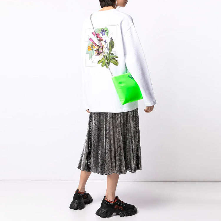 (WMNS) Off-White SS21 Pattern Printing Loose Round Neck Long Sleeves White Hoodie OWBA062S21JER0030155
