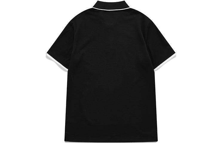 Men's FILA FUSION Logo Printing Embroidered Alphabet Short Sleeve Polo Shirt Black T11M131109F-BK