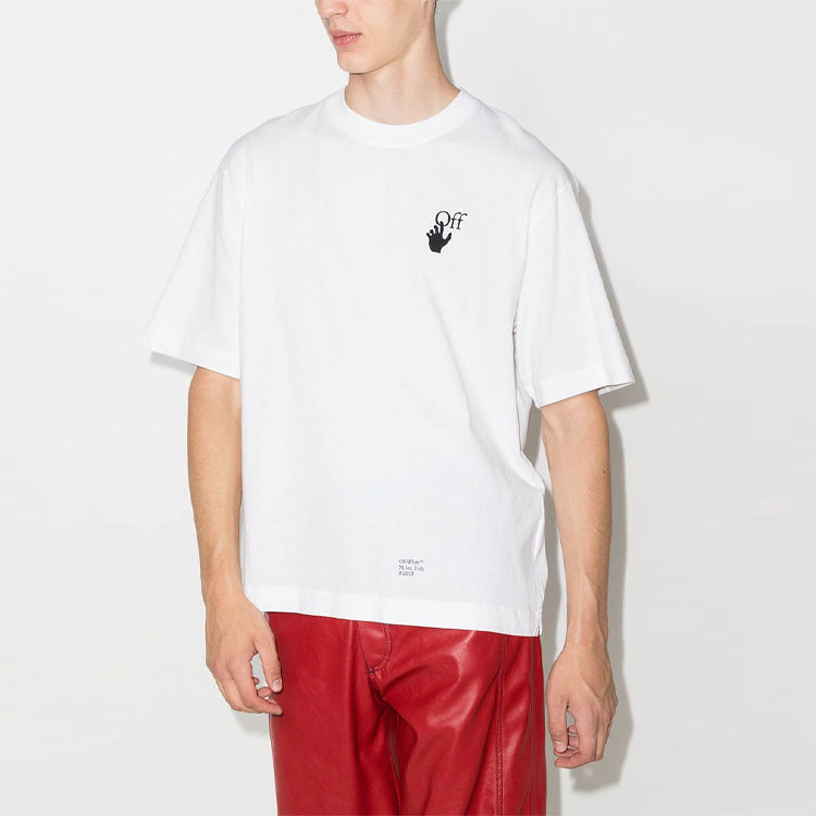 Off-White FW21 Caravaggio Arrow Pattern Round Neck Short Sleeve Loose Fit White OMAA120F21JER0070110