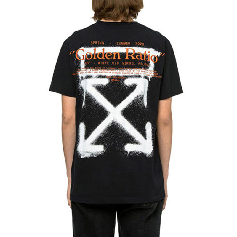 Men's Off-White Cotton Alphabet Printing Back Arrow Short Sleeve Black T-Shirt OWOMAA027R201850091001