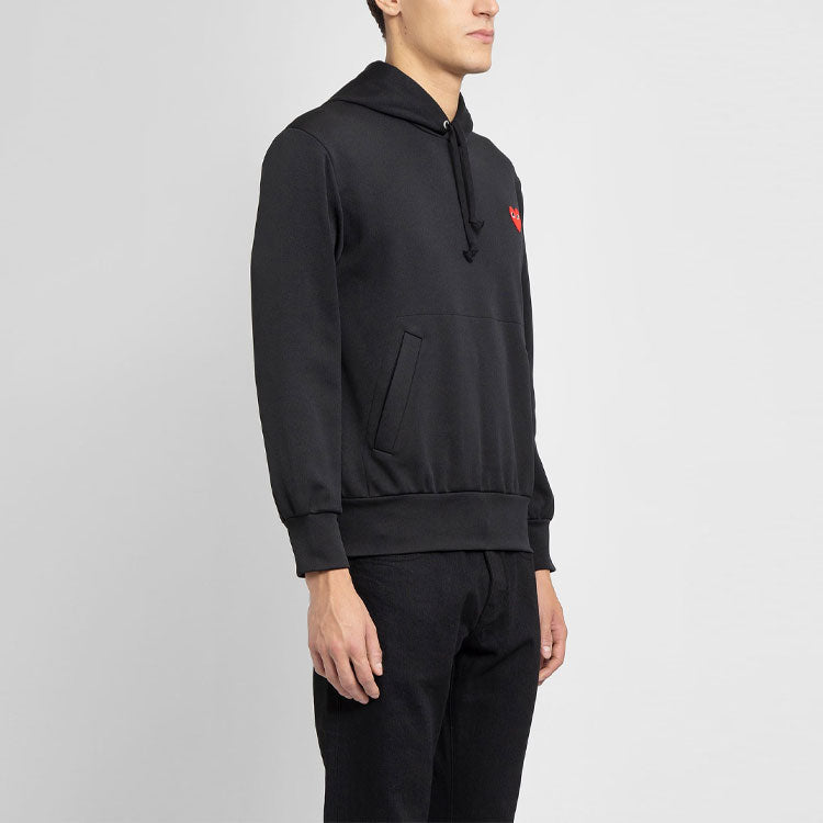 COMME des GARCONS PLAY No Zip Hoodie Red Heart Emblem 'Black' P1T174-1