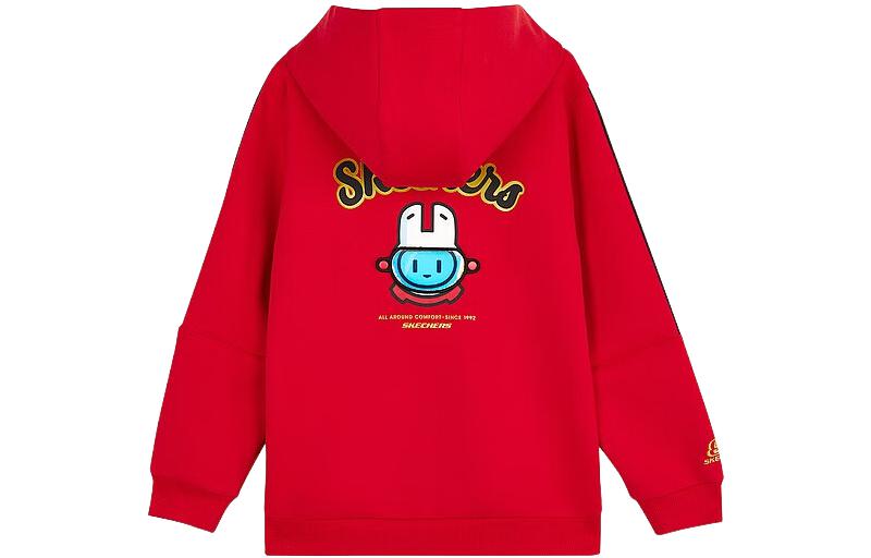 (GS) Skechers CNY Series Graphic Hoodies 'Red Black' L123B005-001W
