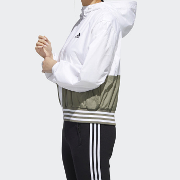 (WMNS) adidas MH FEM WB hooded Splicing Woven Windproof Jacket White GF0129